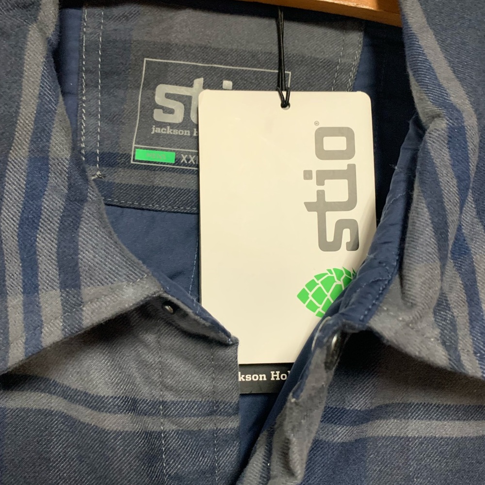 NEW Stio Buckhorn Organic Cotton Insulated Blue Gray Plaid Shirt Snap Jacket XXL - Picture 4 of 9